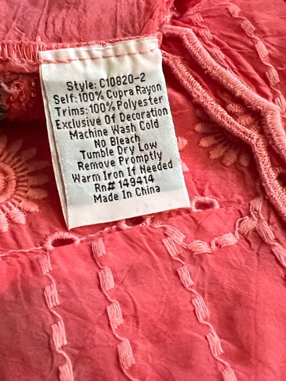 Johnny Was Boho Sleeveless Turia Tank‎ Embroidered Top Coral Pink Medium - Picture 5 of 6